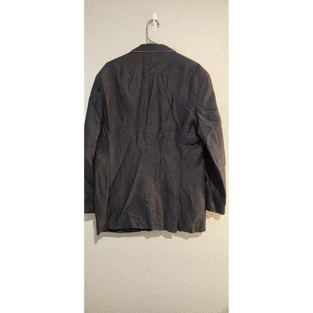 1 Like No Other Blazer Sport Coat Mens 48L Gray‎ Linen Cotton Herringbone Long